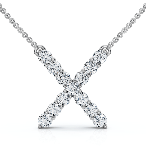 1Ct Diamond Initial "X" Pendant 14k Gold 18" Necklace Lab Grown 5/8" Tall