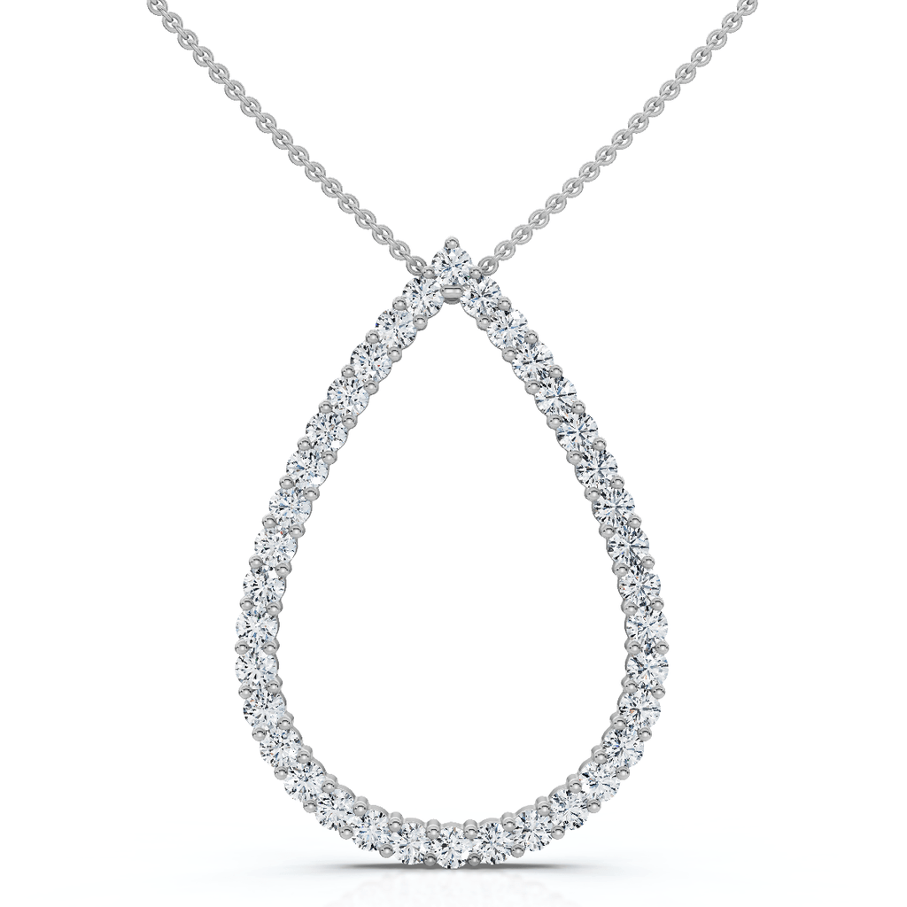 1Ct Pear Shape Diamond Pendant White or Yellow Gold Lab Grown 1.25" Tall