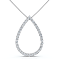 1Ct Pear Shape Diamond Pendant White or Yellow Gold Lab Grown 1.25" Tall