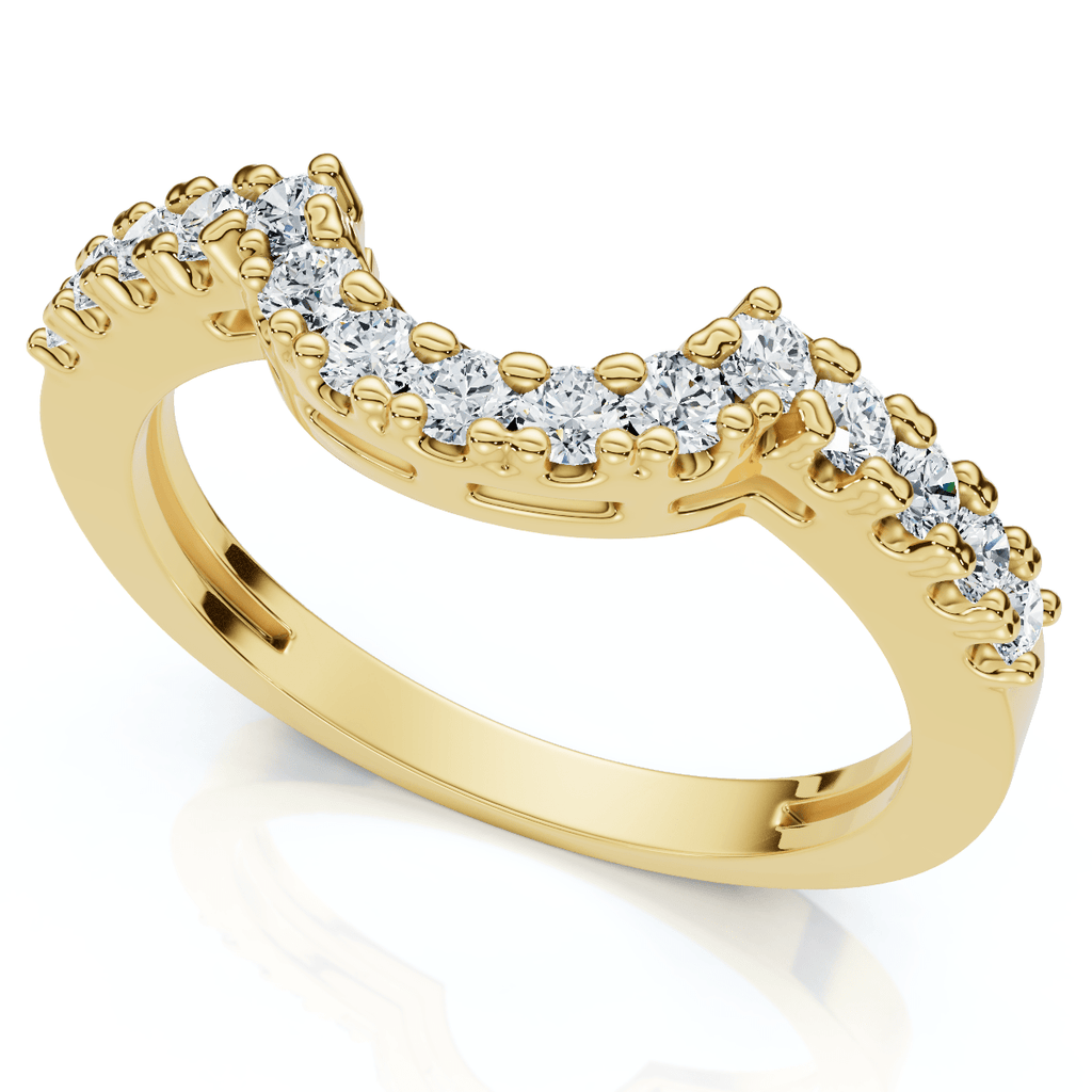 1/4Ct Notched Diamond Guard Anniversary Ring 14k Gold Lab Grown