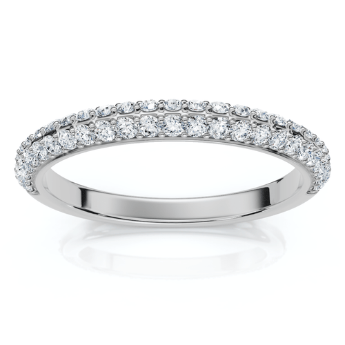 1/4Ct TW Diamond Micro Pave Wedding Ring Stackable Band 14k Gold Lab Grown