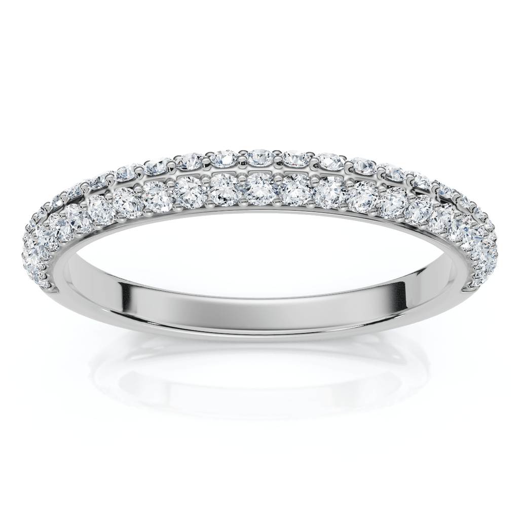1/4Ct TW Diamond Micro Pave Wedding Ring Stackable Band 14k Gold Lab Grown