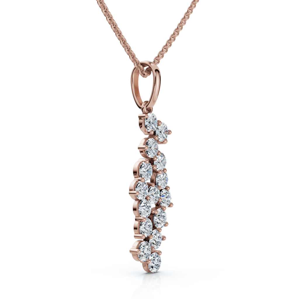 1/3Ct Cascading Diamond Pendant Necklace 14k Gold Lab Grown