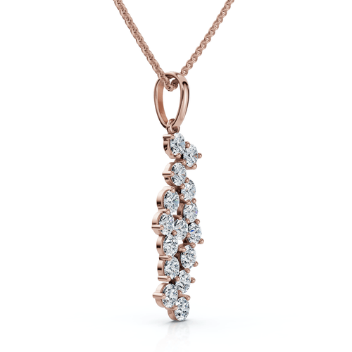 1/3Ct Cascading Diamond Pendant Necklace 14k Gold Lab Grown