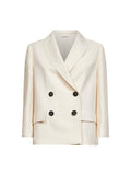 Brunello Cucinelli Women Ivory Fluid Twill Jacket With Monili