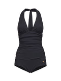 Dolce & Gabbana Women Black Sensitive Fabric Draped One-Piece Swimsuit