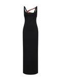 Pucci Women Black Superstretch Cady Long Dress With Printed Tape