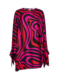 Pucci Women Fuchsia And Black Marmo-Print Silk Twill Short Kaftan