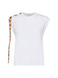 Pucci Women White Stretch Jersey Tank Top With Printed Tape