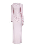 Self Portrait Women Pink Stretch Jersey Draped Maxi Dress