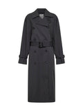 Toteme Women Washed Black Crisp Cotton Blend Double-Breasted Trench Coat
