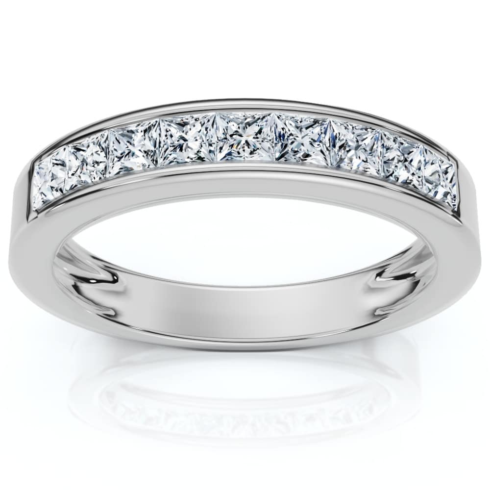 1/2Ct Princess Cut Diamond Wedding Ring 14k Gold Channel Set Lab Grown