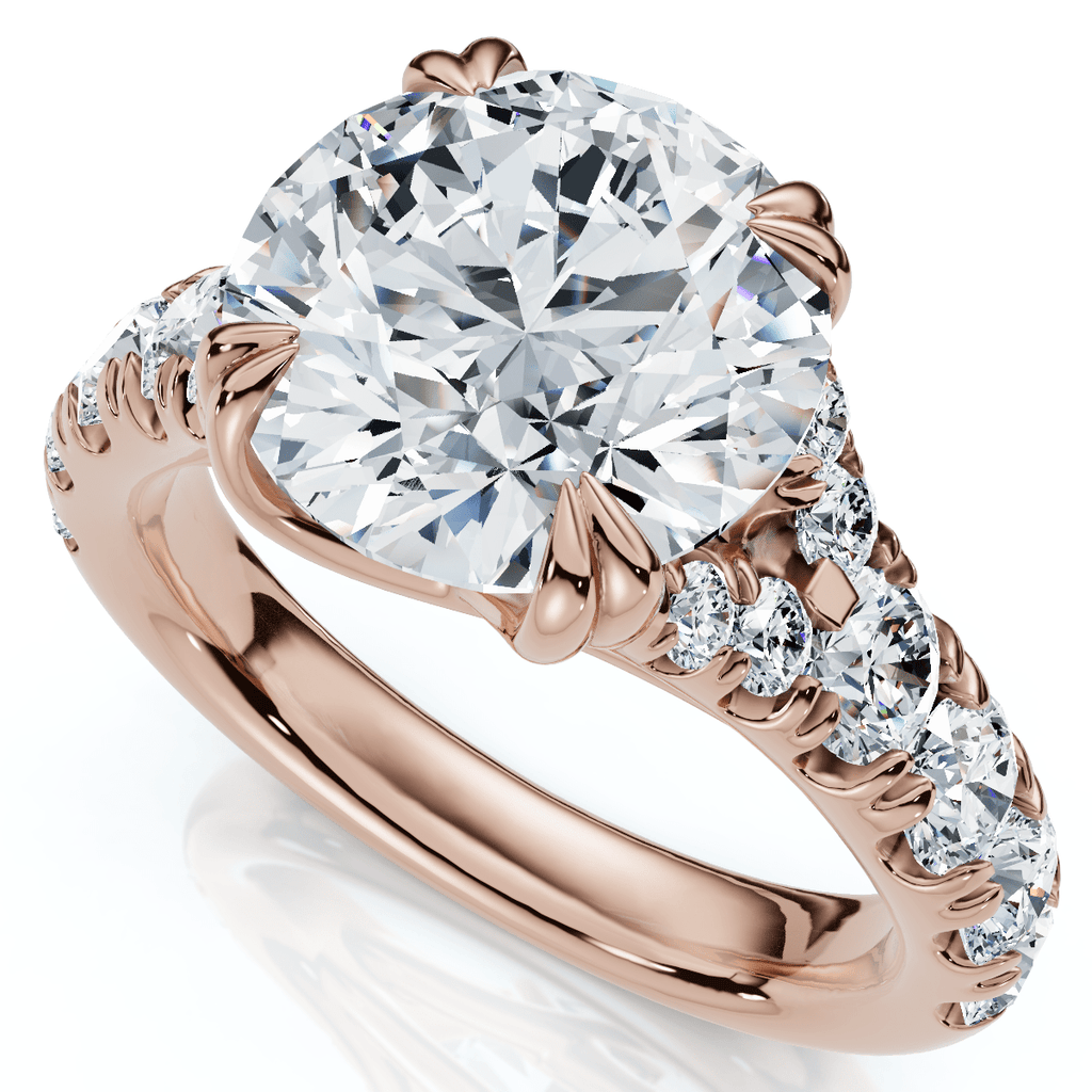 Certified 4Ct Vivian Diamond Engagement Round Diamond Ring 14k Gold Lab Grown