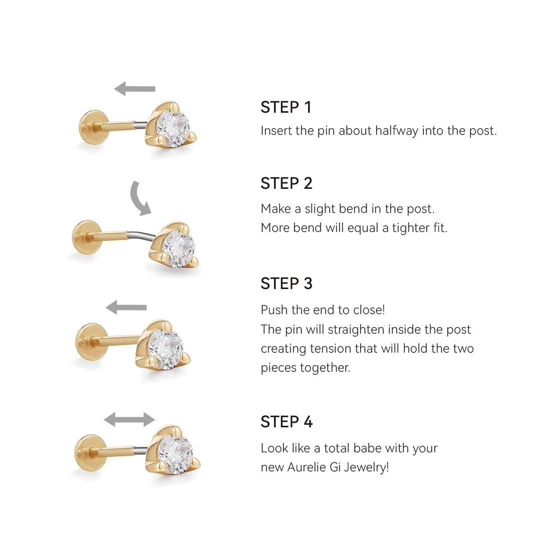 ADELE | Single Diamond Threadless Flatback Earring