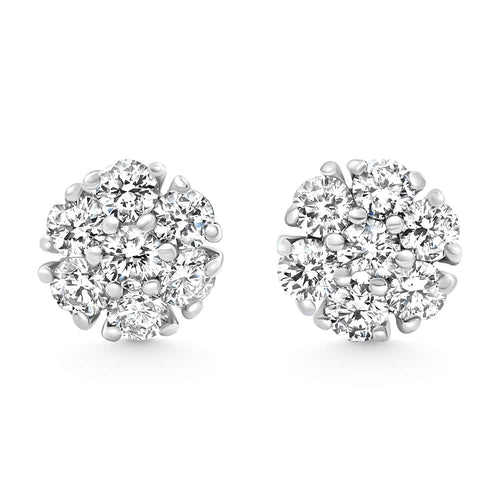 1Ct Diamond Cluster Pave Studs Screwback Earrings 14k Gold Lab Grown