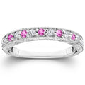 1/2ct Pink Topaz & Diamond Vintage Wedding Ring 14K White Gold Size Selectable
