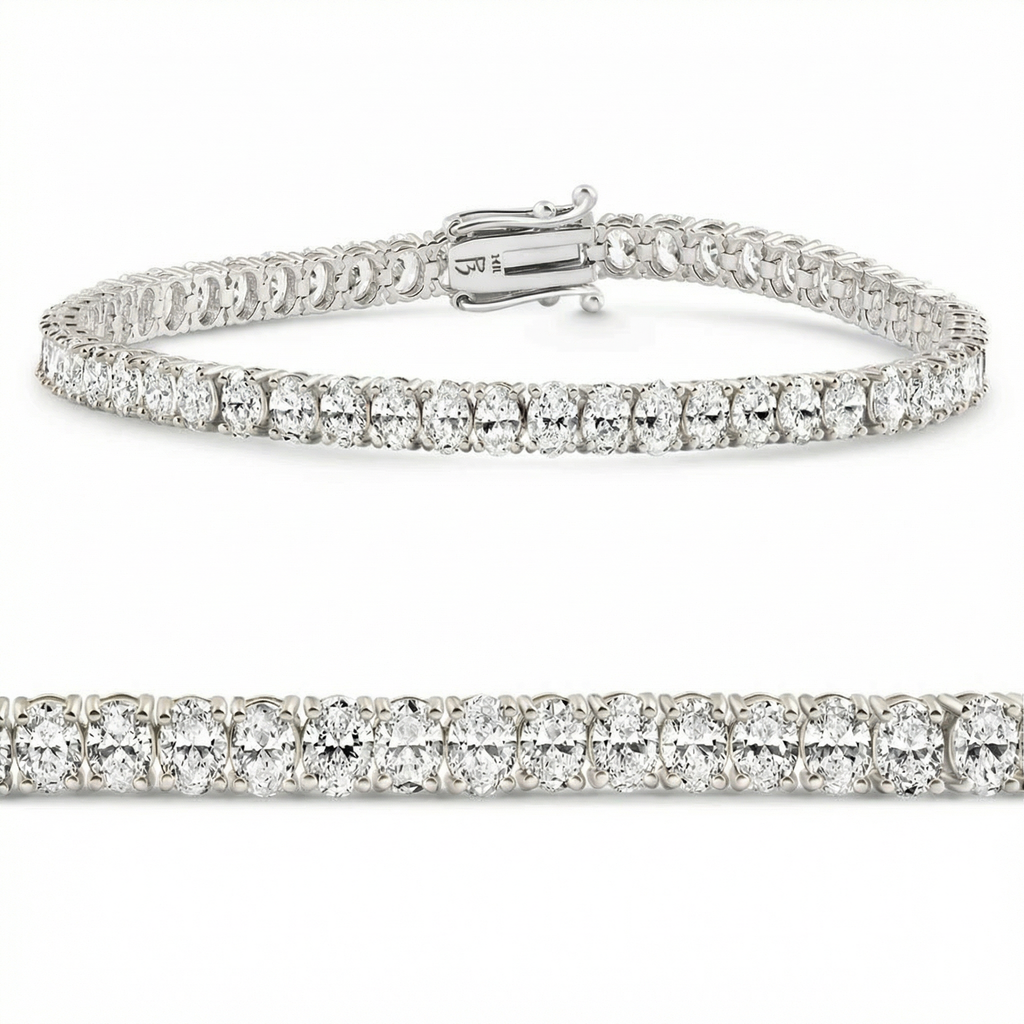 10Ct Oval Diamond Tennis Bracelet 14k Gold 7" Lab Grown