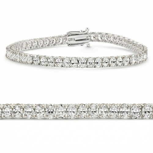 10Ct Oval Diamond Tennis Bracelet 14k Gold 7" Lab Grown