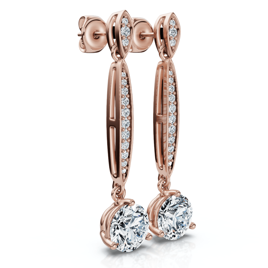 1 5/8Ct Drop Dangle Earrings 14k Gold Lab Grown