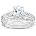 1.58 Ct Diamond Engagement Wedding Ring Set 14k White Gold Moissanite Size: 6.5