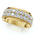 2Ct Men's Diamond Double Row Wedding Ring Polished Band in White or Yellow Gold