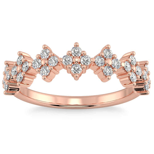1/2Ct TW Round Cut Diamond Wedding Ring 14k Gold Stackable Band Lab Grown