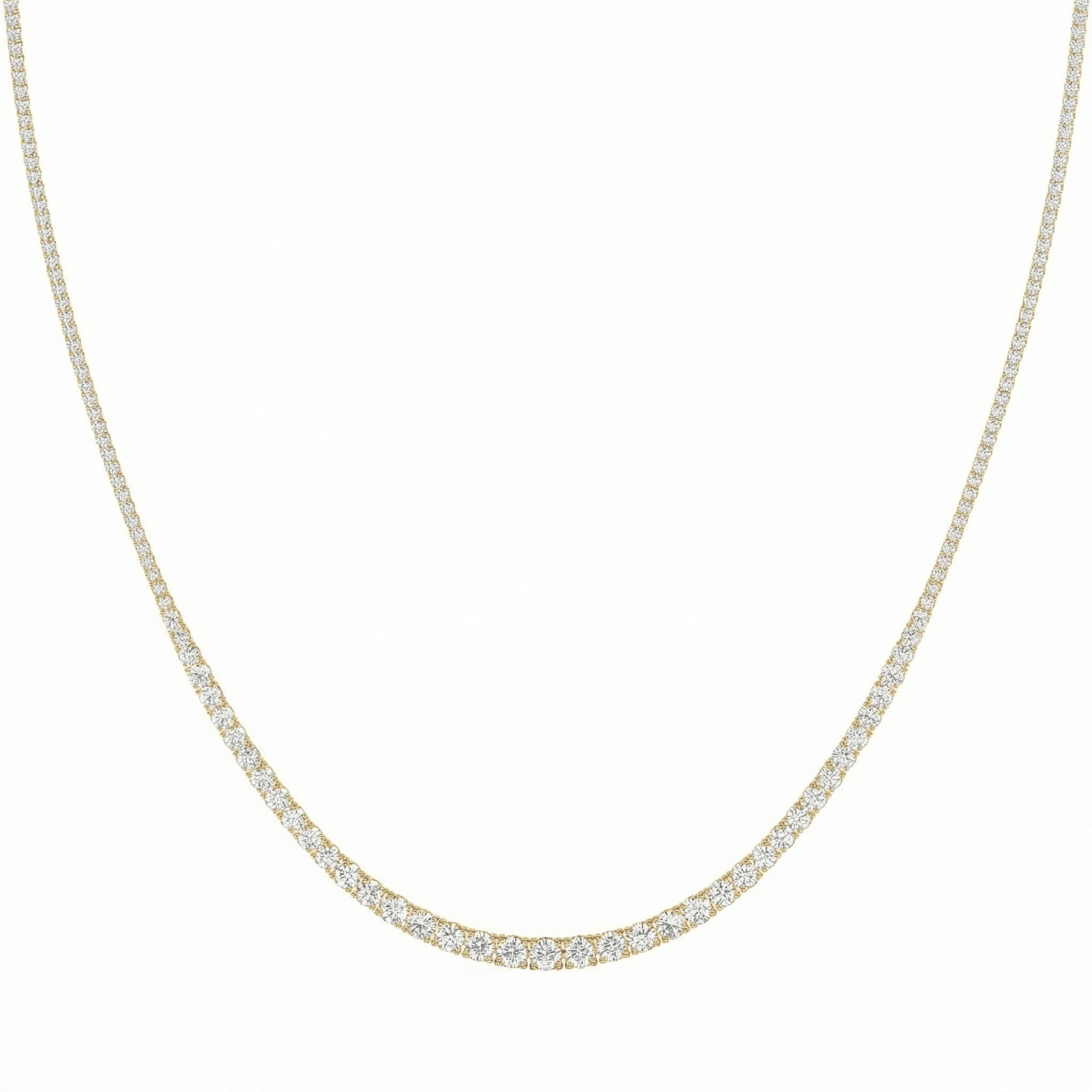 10Ct Graduated Diamond Tennis Necklace Lab Grown 14k Gold 18"