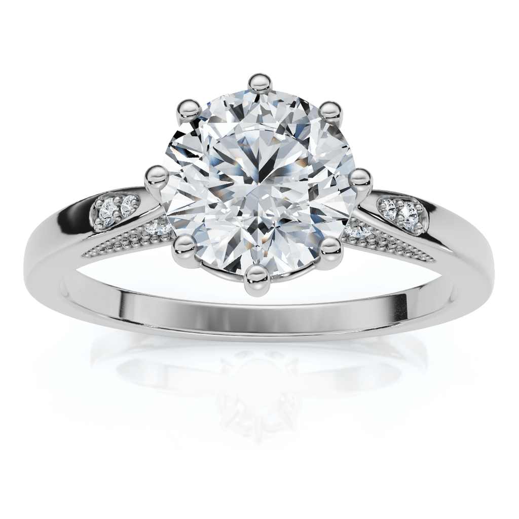 1Ct Crown Setting Diamond Engagement Ring 14k Gold or Platinum Lab Grown