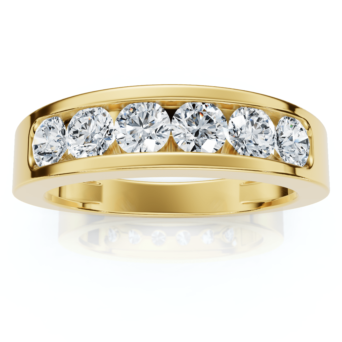 1Ct Diamond Channel Set Wedding Band Mens Ring 14k Yellow Gold Lab Grown
