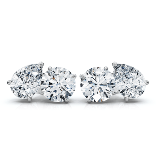 1 1/3Ct Pear and Round Toi et Moi Diamond Earrings 14k Gold Lab Grown
