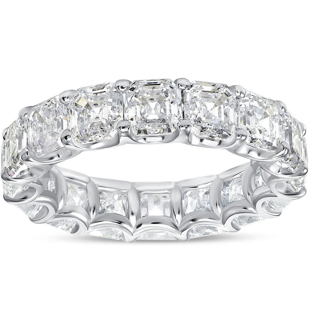 10 1/2 Ct Asscher Cut Moissanite Eternity Ring Wedding Band 10k Gold