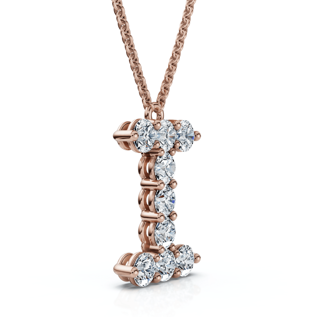 1Ct Diamond Initial "I" Pendant 14k Gold 18" Necklace Lab Grown 5/8" Tall