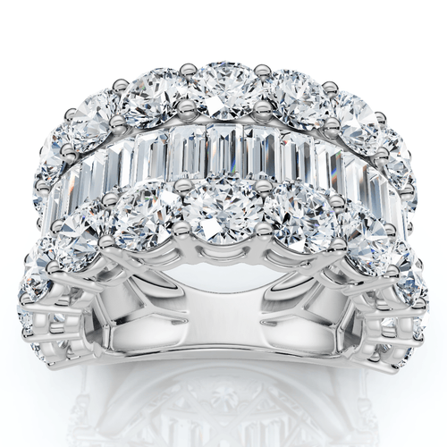 7.50Ct Baguette & Round Diamond Ring 10k Gold Lab Grown