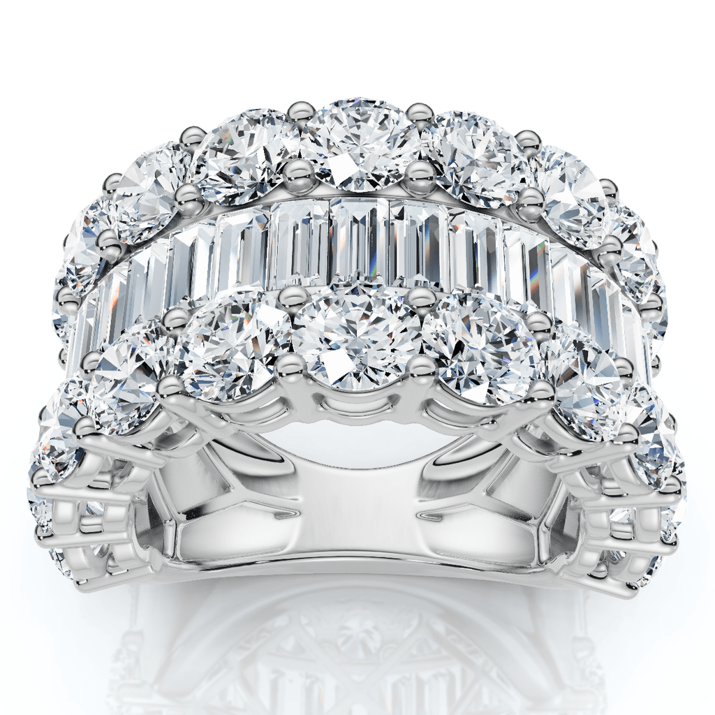 7.50Ct Baguette & Round Diamond Ring 10k Gold Lab Grown