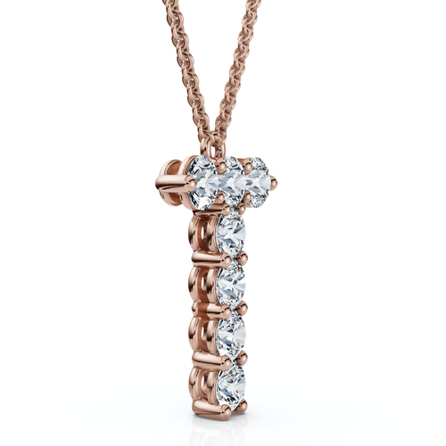 1Ct Diamond Initial "T" Pendant 14k Gold 18" Necklace Lab Grown 5/8" Tall