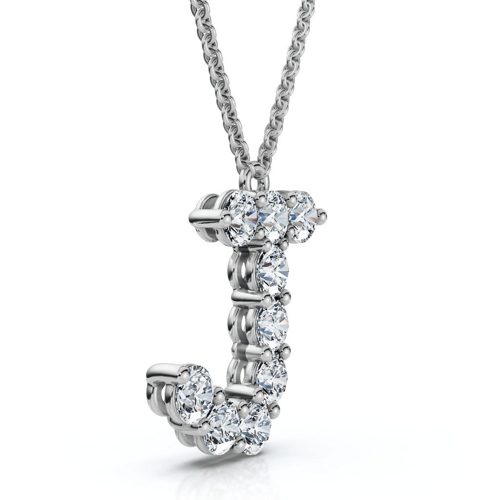 1Ct Diamond Initial "J" Pendant 14k Gold 18" Necklace Lab Grown 5/8" Tall