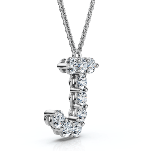 1Ct Diamond Initial "J" Pendant 14k Gold 18" Necklace Lab Grown 5/8" Tall