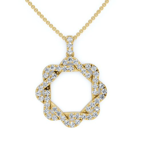 1Ct Intertwined Circle Diamond Pendant Women's Gold Necklace Lab Grown