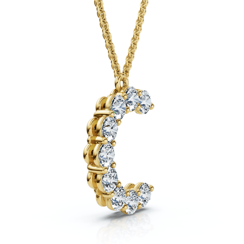 1Ct Diamond Initial "C" Pendant 14k Gold 18" Necklace Lab Grown 5/8" Tall