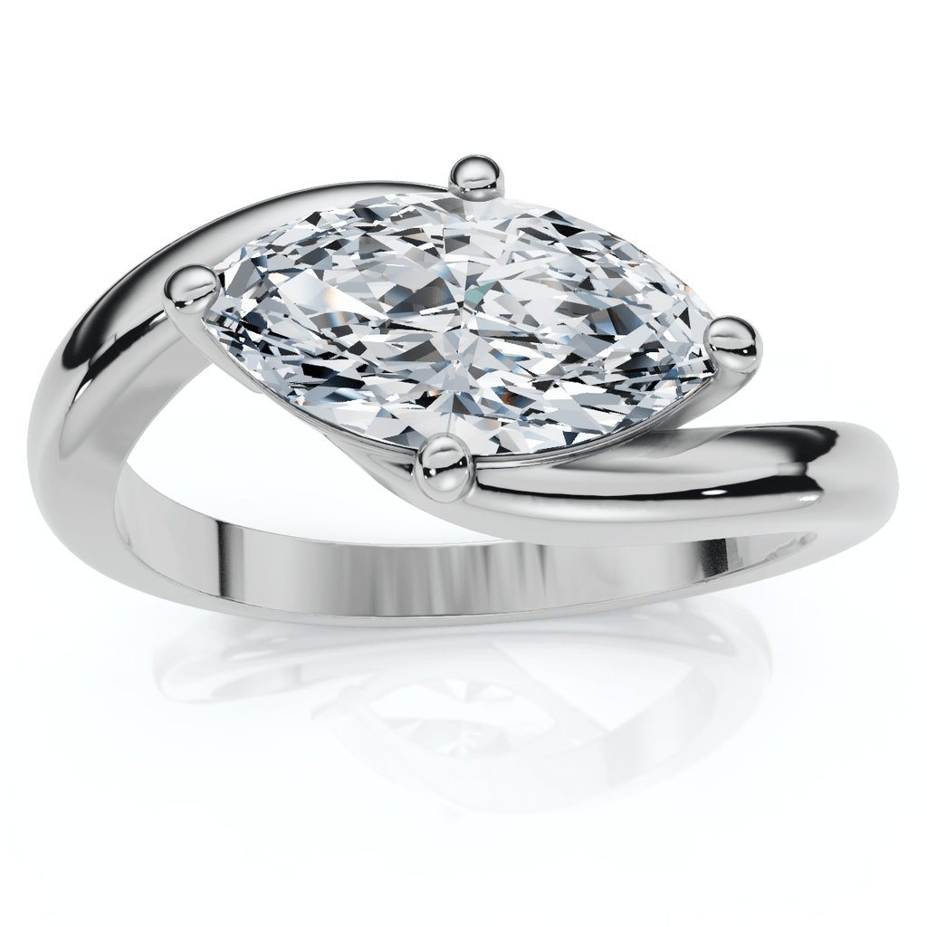1Ct Marquise Diamond Solitaire Curve East To West Ring Gold Lab Grown Gold