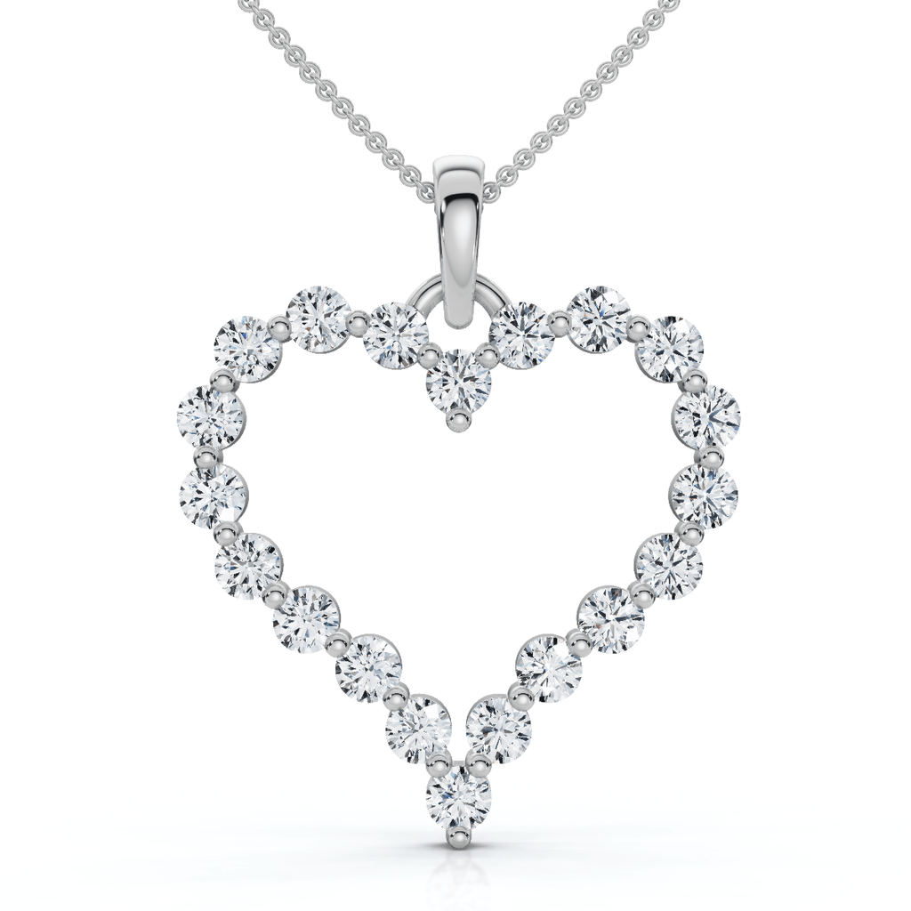 1Ct Diamond Heart Pendant 10k Gold Lab Grown 18" Women's Necklace Size: 1" Tall