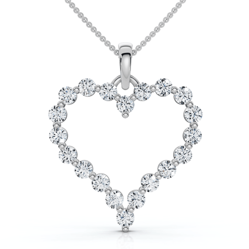 1Ct Diamond Heart Pendant 10k Gold Lab Grown 18" Women's Necklace Size: 1" Tall