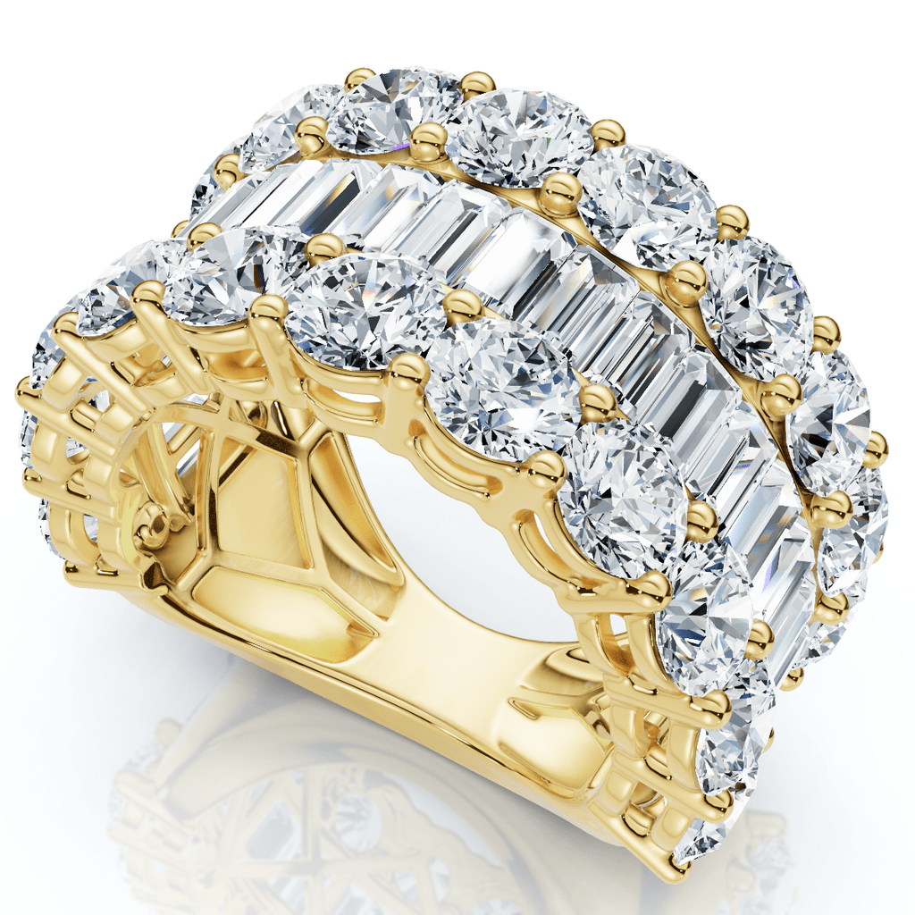 7.50Ct Baguette & Round Diamond Ring 10k Gold Lab Grown