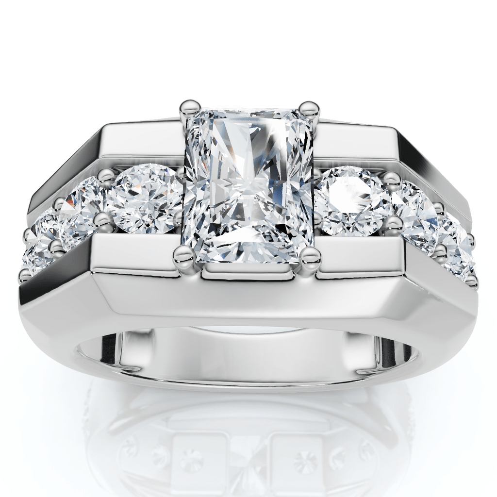 Certified 6 1/2Ct Men's Radiant Cut Diamond Ring 14k Gold Lab Grown FG/VS