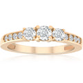 1/2ct Diamond Three Stone Ring 14K Yellow Gold Size Selectable