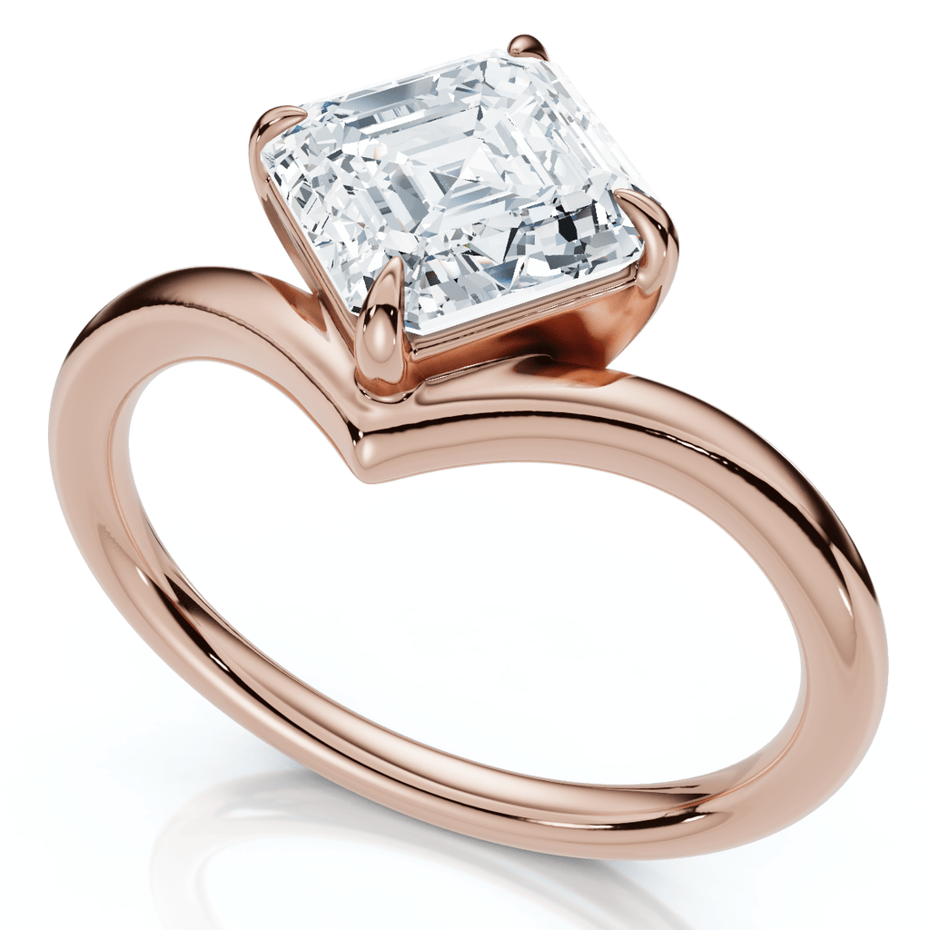 1Ct V Asscher Cut Diamond Engagement Ring 14k Gold or Platinum Lab Grown EF/VS
