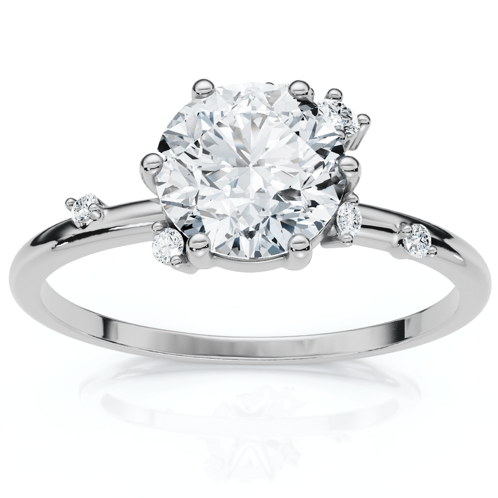 1Ct Diamond Flame Engagement Ring 14k Gold Lab Grown EF/VS