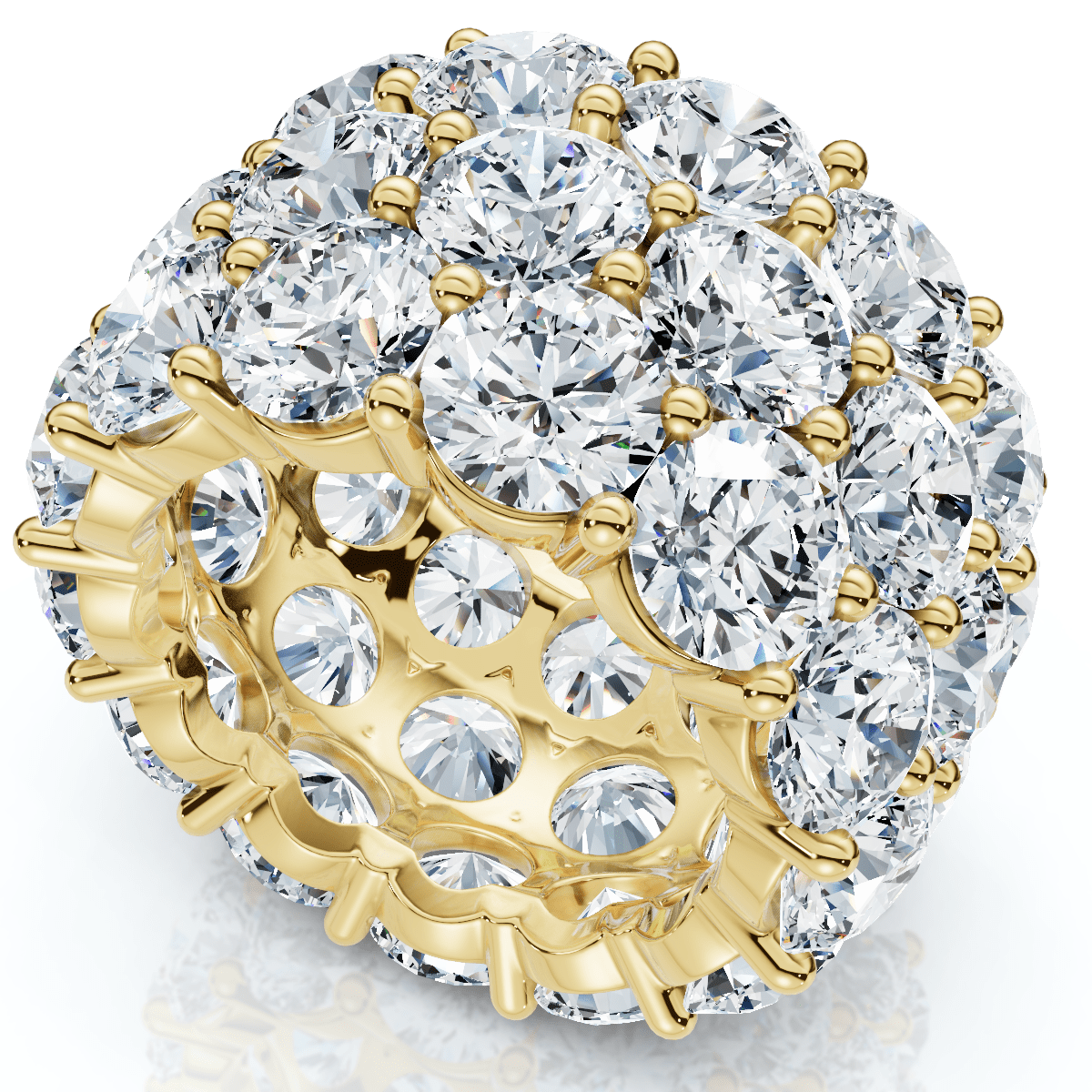 16 Ct Lab Grown Diamond 3-Row Eternity Wedding Ring in 10k White or Yellow Gold