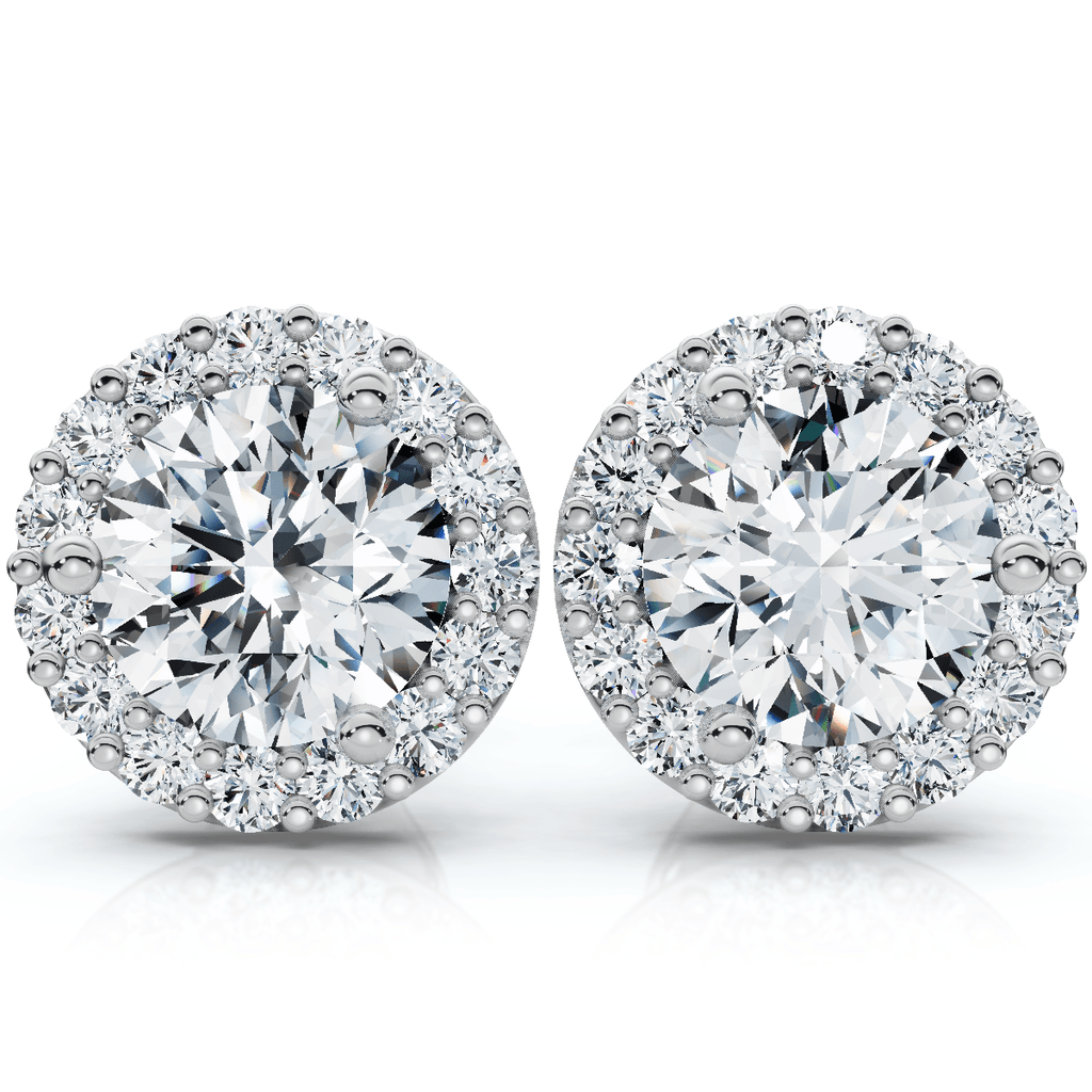 2 1/2Ct Diamond 14k Gold Lab Grown Halo Earrings