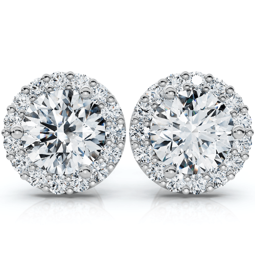 2 1/2Ct Diamond 14k Gold Lab Grown Halo Earrings